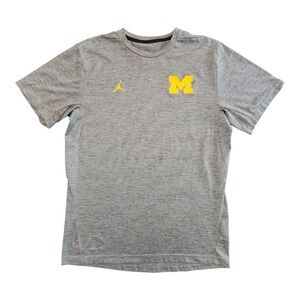 NIke Michigan Wolverines Men's‎ Medium Air Jordan Dri fit T shirt Heather Gray